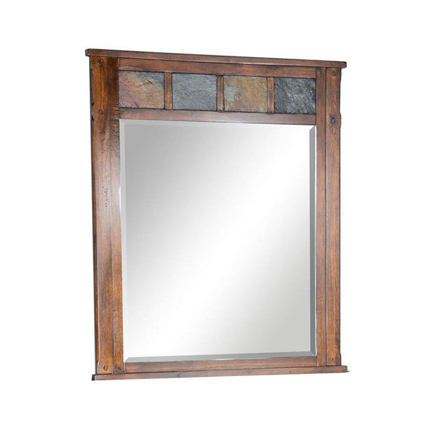 Odel Vanity Dresser Mirror, Natural Slate Inlay, Dark Brown 46 Inch -BM333342
