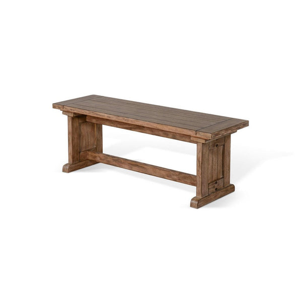 Yael Side Dining Bench, Plank Seat, Light Brown Mahogany Wood 48 Inch -BM333349