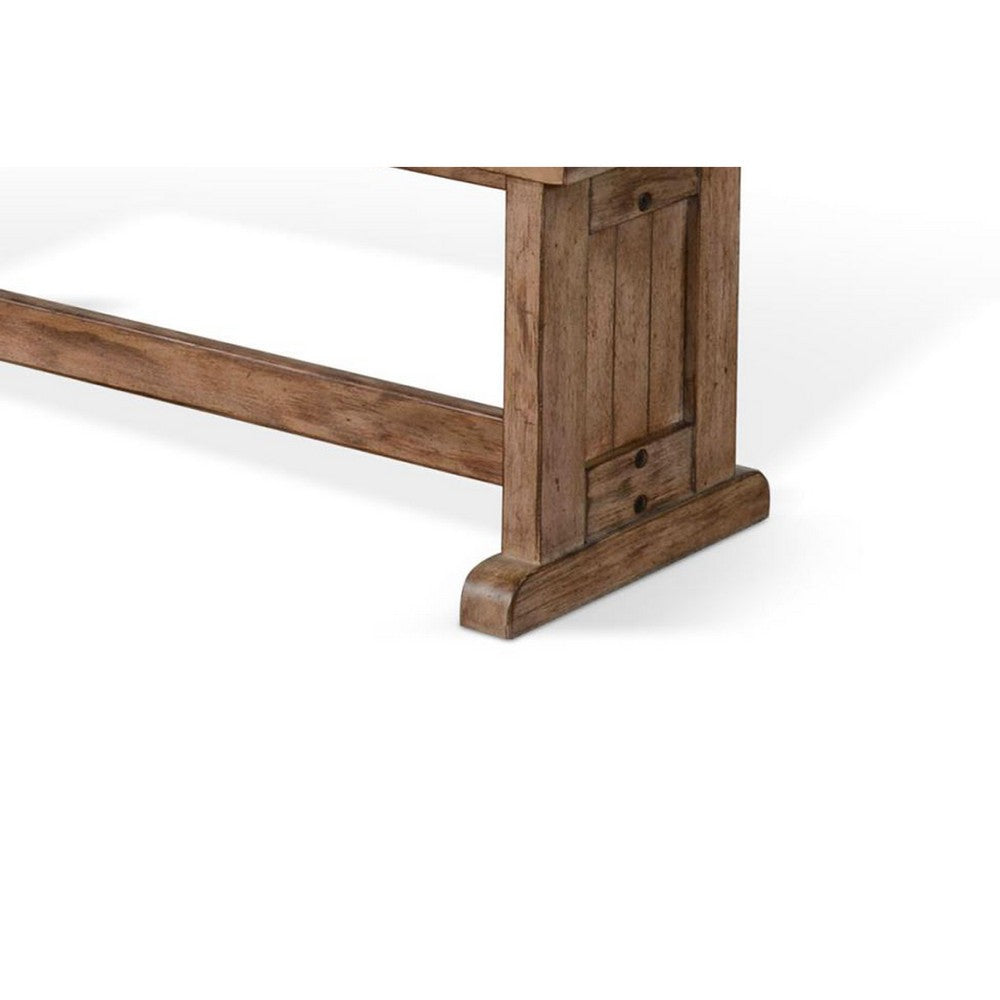 Yael Side Dining Bench, Plank Seat, Light Brown Mahogany Wood 48 Inch -BM333349