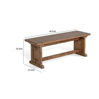 Yael Side Dining Bench, Plank Seat, Light Brown Mahogany Wood 48 Inch -BM333349