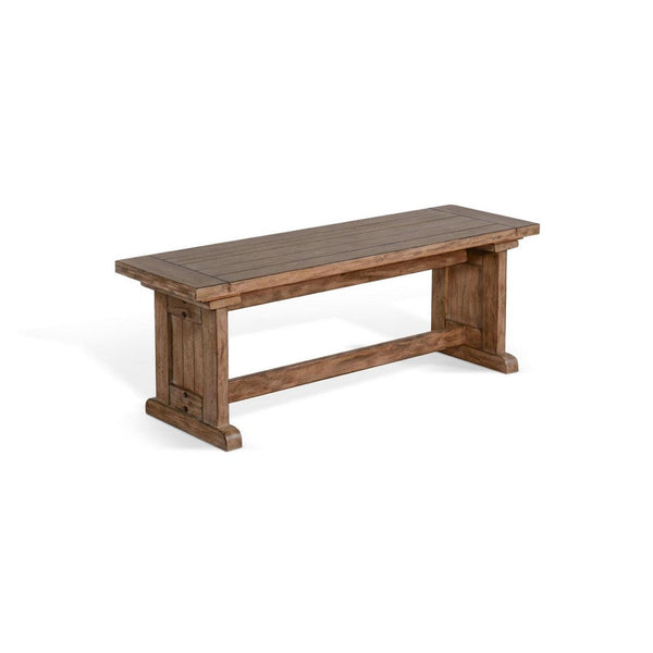 Yael Side Dining Bench, Plank Seat, Light Brown Mahogany Wood 48 Inch -BM333349