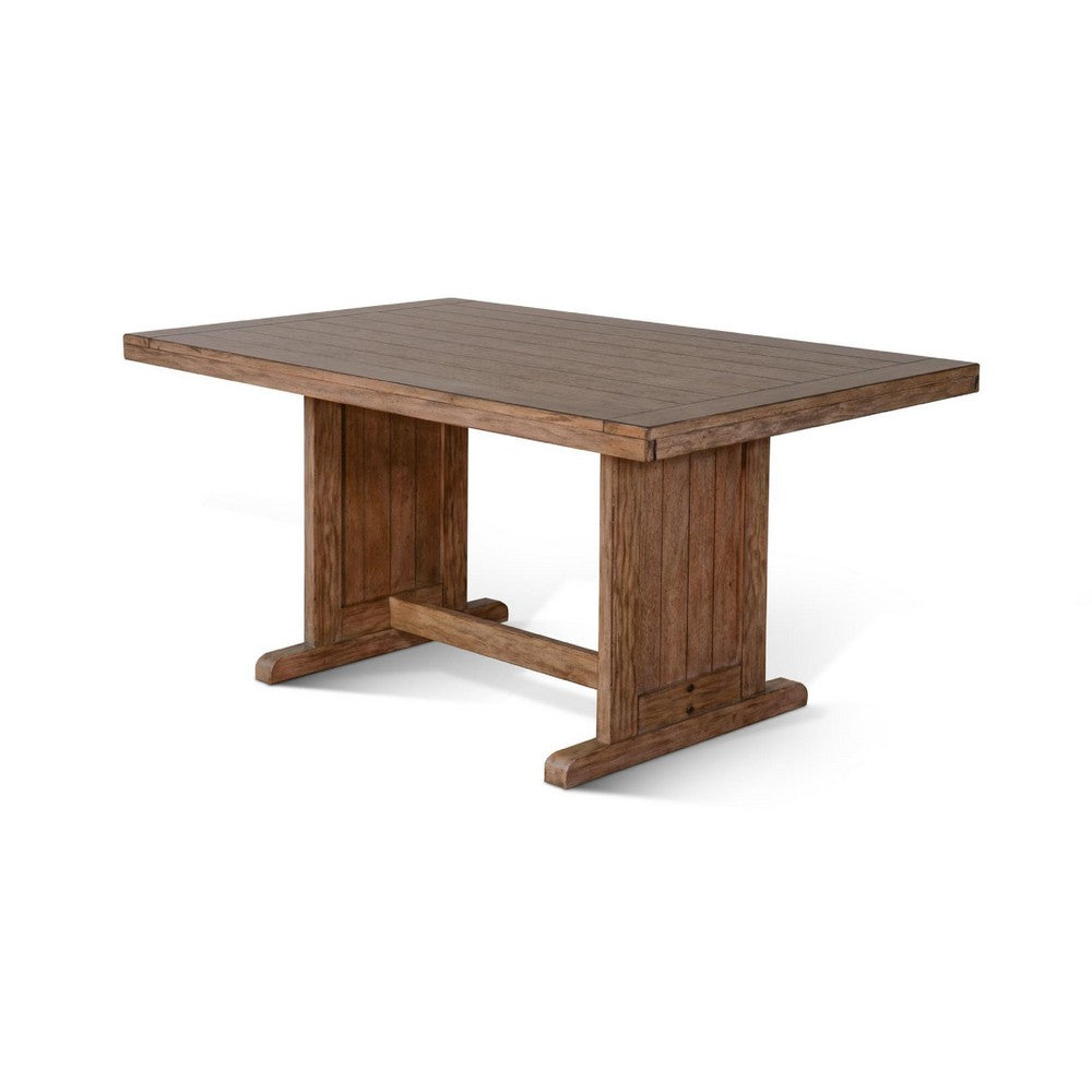 Yael Dining Table, 60 Inch Rectangular Plank Top, Light Brown Mahogany -BM333350