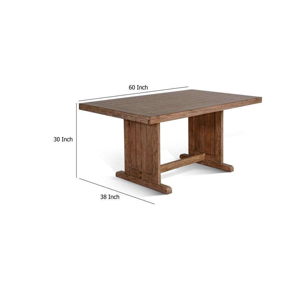 Yael Dining Table, 60 Inch Rectangular Plank Top, Light Brown Mahogany -BM333350