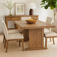 Yael Dining Table, 60 Inch Rectangular Plank Top, Light Brown Mahogany -BM333350