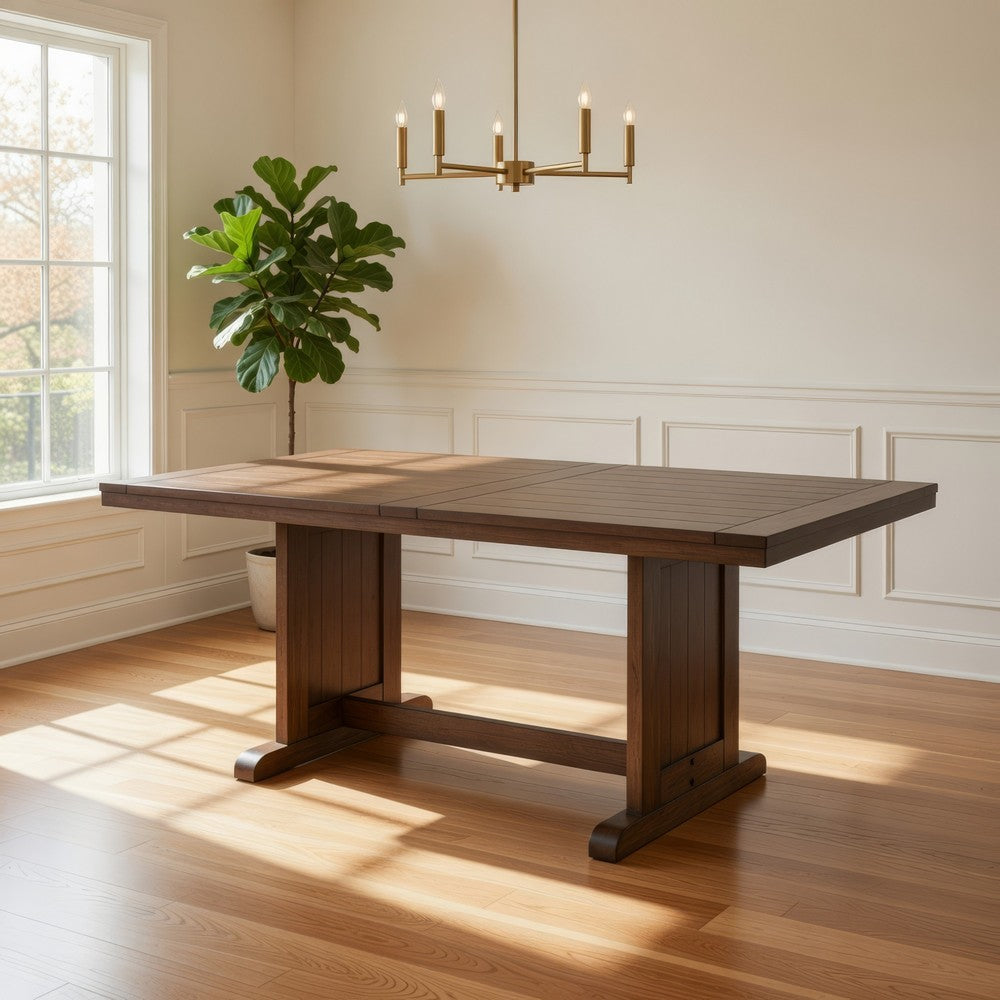 Yael Dining Table, 60 Inch Rectangular Plank Top, Light Brown Mahogany -BM333350