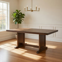 Yael Dining Table, 60 Inch Rectangular Plank Top, Light Brown Mahogany -BM333350
