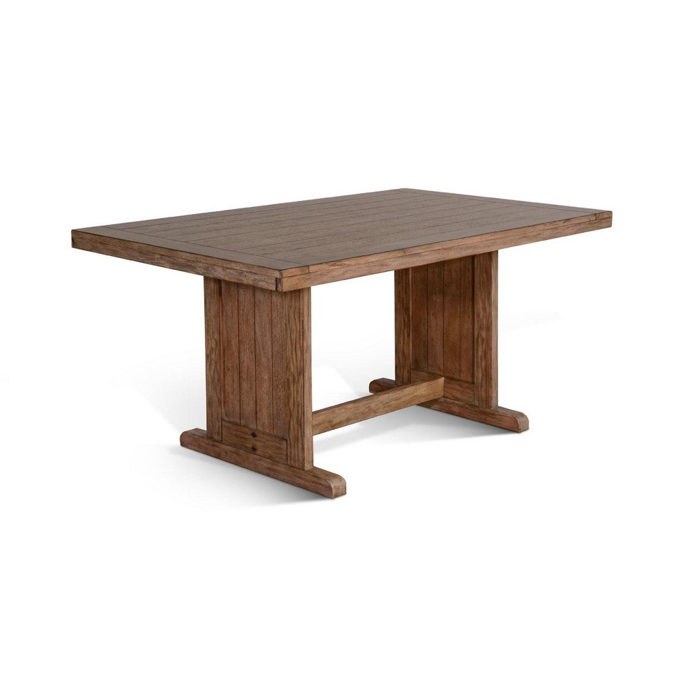 Yael Dining Table, 60 Inch Rectangular Plank Top, Light Brown Mahogany -BM333350