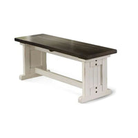 Orso Side Dining Bench, Plank Seat, Off White and Brown Wood 48 Inch -BM333351