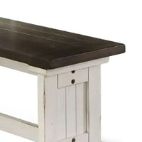 Orso Side Dining Bench, Plank Seat, Off White and Brown Wood 48 Inch -BM333351