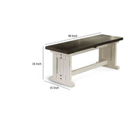 Orso Side Dining Bench, Plank Seat, Off White and Brown Wood 48 Inch -BM333351