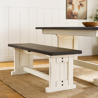 Orso Side Dining Bench, Plank Seat, Off White and Brown Wood 48 Inch -BM333351