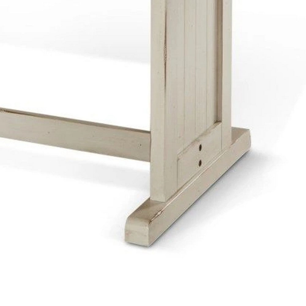 Orso Dining Table, 60 Inch Rectangular Plank Top, Off White and Brown  -BM333352