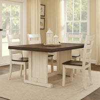 Orso Dining Table, 60 Inch Rectangular Plank Top, Off White and Brown  -BM333352