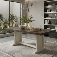 Orso Dining Table, 60 Inch Rectangular Plank Top, Off White and Brown  -BM333352
