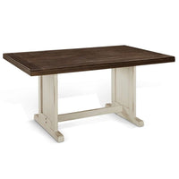 Orso Dining Table, 60 Inch Rectangular Plank Top, Off White and Brown  -BM333352
