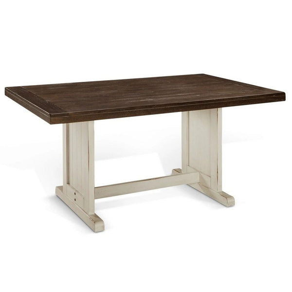 Orso Dining Table, 60 Inch Rectangular Plank Top, Off White and Brown  -BM333352