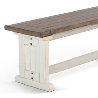 Dean Side Dining Bench, Plank Style Seat, Off White and Brown 48 Inch -BM333353