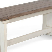 Dean Side Dining Bench, Plank Style Seat, Off White and Brown 48 Inch -BM333353