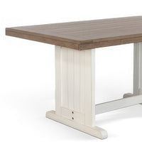 Dean Dining Table, 60 Inch Rectangular Plank Top, Off White and Brown -BM333354