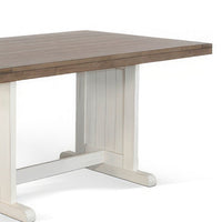 Dean Dining Table, 60 Inch Rectangular Plank Top, Off White and Brown -BM333354