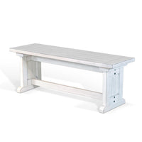 Sime Side Dining Bench, Plank Style, Off White Mahogany Wood 48 Inch -BM333355