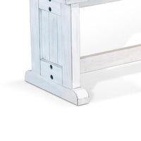 Sime Side Dining Bench, Plank Style, Off White Mahogany Wood 48 Inch -BM333355