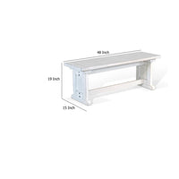 Sime Side Dining Bench, Plank Style, Off White Mahogany Wood 48 Inch -BM333355