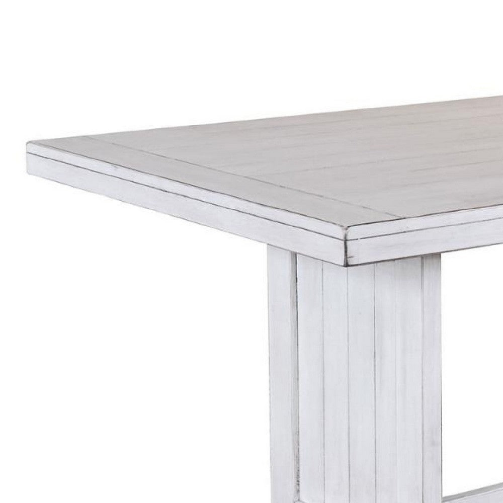 Sime Dining Table, 60 Inch Rectangular Plank Top, Off White Wood -BM333356