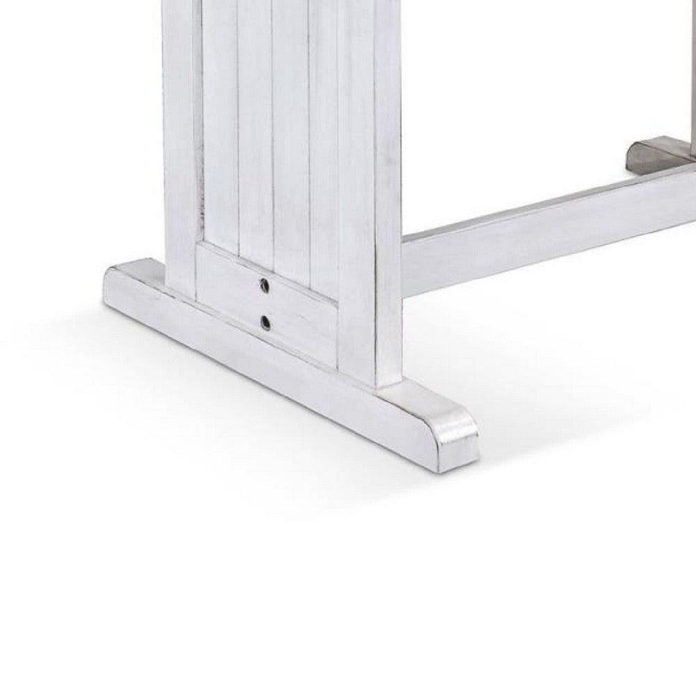 Sime Dining Table, 60 Inch Rectangular Plank Top, Off White Wood -BM333356