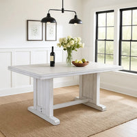 Sime Dining Table, 60 Inch Rectangular Plank Top, Off White Wood -BM333356