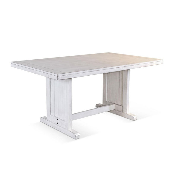 Sime Dining Table, 60 Inch Rectangular Plank Top, Off White Wood -BM333356