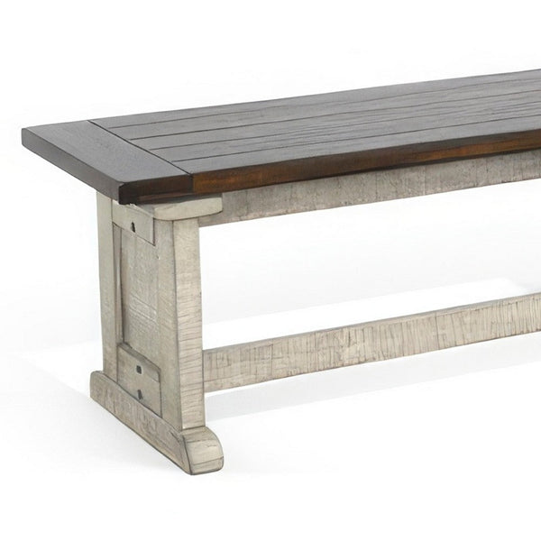 Camie Side Dining Bench, Plank Dark Brown Gray Mahogany Wood 48 Inch -BM333357