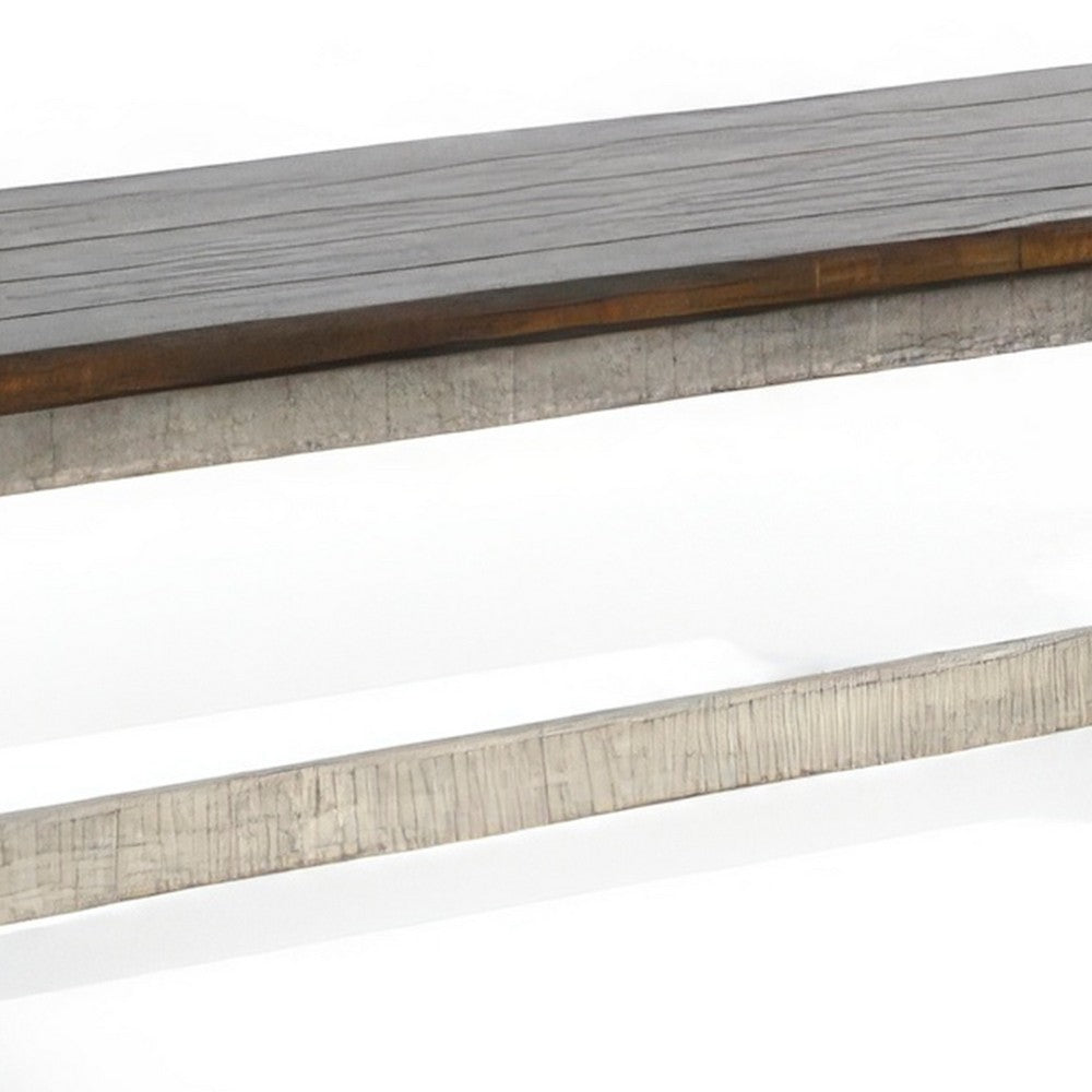 Camie Side Dining Bench, Plank Dark Brown Gray Mahogany Wood 48 Inch -BM333357