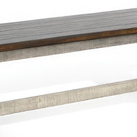 Camie Side Dining Bench, Plank Dark Brown Gray Mahogany Wood 48 Inch -BM333357