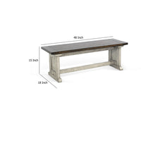 Camie Side Dining Bench, Plank Dark Brown Gray Mahogany Wood 48 Inch -BM333357