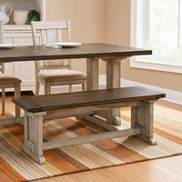 Camie Side Dining Bench, Plank Dark Brown Gray Mahogany Wood 48 Inch -BM333357