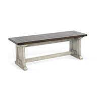 Camie Side Dining Bench, Plank Dark Brown Gray Mahogany Wood 48 Inch -BM333357