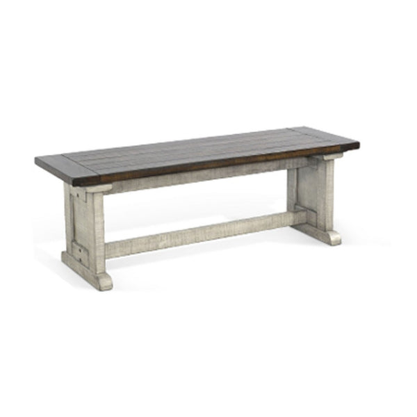 Camie Side Dining Bench, Plank Dark Brown Gray Mahogany Wood 48 Inch -BM333357