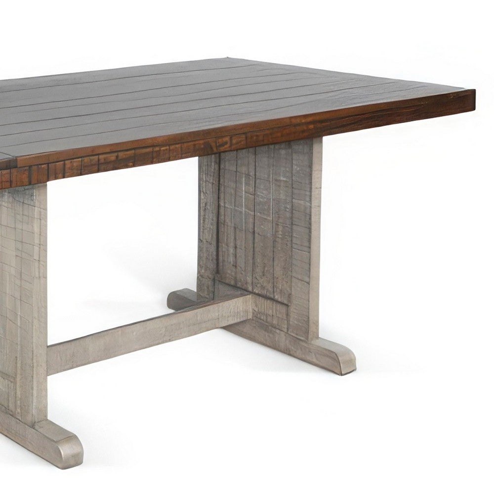 Camie Dining Table, 60 Inch Rectangular Plank Top, Dark Brown n Gray -BM333358