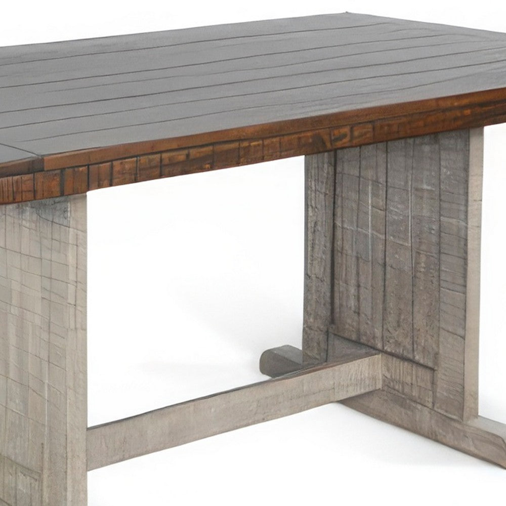 Camie Dining Table, 60 Inch Rectangular Plank Top, Dark Brown n Gray -BM333358