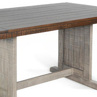 Camie Dining Table, 60 Inch Rectangular Plank Top, Dark Brown n Gray -BM333358