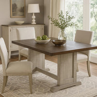 Camie Dining Table, 60 Inch Rectangular Plank Top, Dark Brown n Gray -BM333358