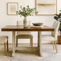 Camie Dining Table, 60 Inch Rectangular Plank Top, Dark Brown n Gray -BM333358