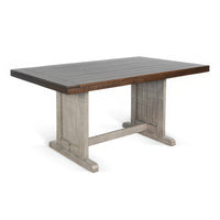 Camie Dining Table, 60 Inch Rectangular Plank Top, Dark Brown n Gray -BM333358