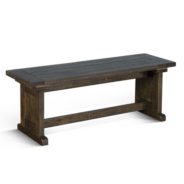 Camie Side Dining Bench, Plank Seat, Dark Brown Mahogany Wood 48 Inch -BM333359