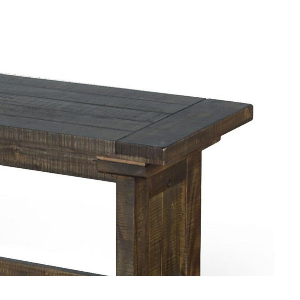 Camie Side Dining Bench, Plank Seat, Dark Brown Mahogany Wood 48 Inch -BM333359