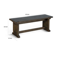 Camie Side Dining Bench, Plank Seat, Dark Brown Mahogany Wood 48 Inch -BM333359