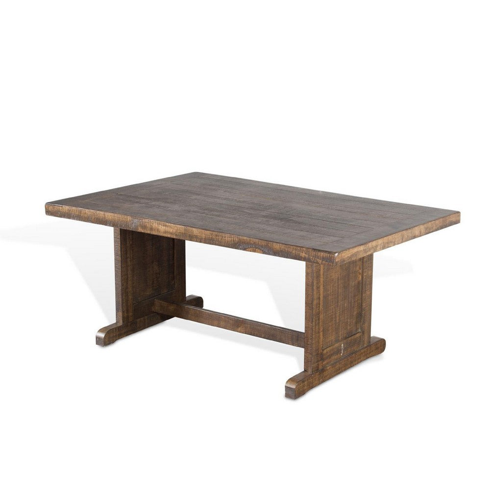 Camie Dining Table, 60 Inch Rectangular Plank Top, Brown Mahogany Wood -BM333360