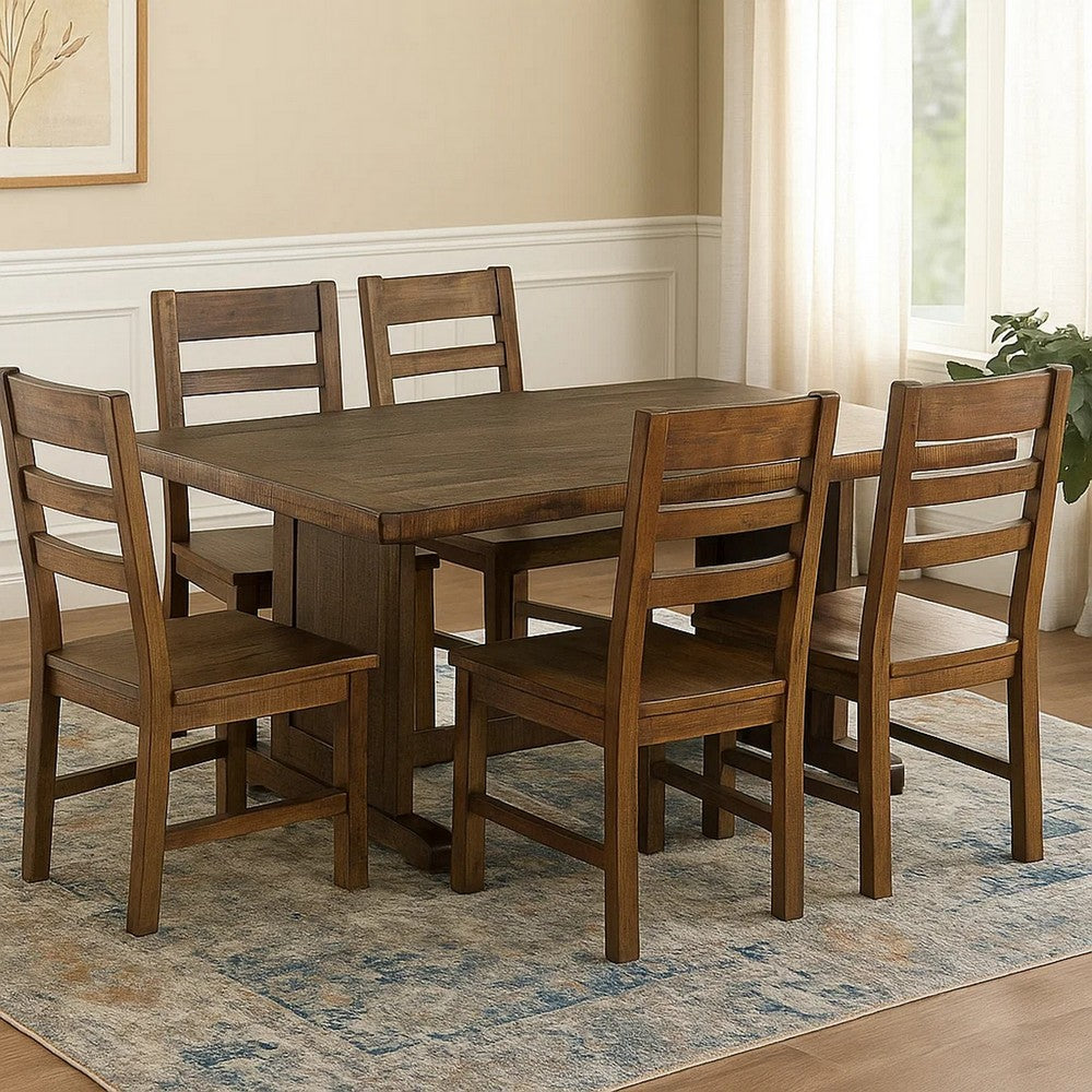 Camie Dining Table, 60 Inch Rectangular Plank Top, Brown Mahogany Wood -BM333360