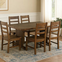 Camie Dining Table, 60 Inch Rectangular Plank Top, Brown Mahogany Wood -BM333360
